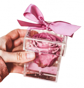 OEM Small Single Flowers Packing Case Transparent Acrylic Rose Flower Box With Ribbon For Wedding