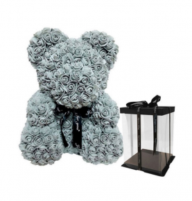 Handmade Teddy Bear Rose Flower Eternal Preserved Rose Flower Bear Teddy For Birthday Gifts