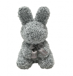 Factory Wholesale Thanksgiving Gift Artificial Grey Rose Bear Rabbit Flower