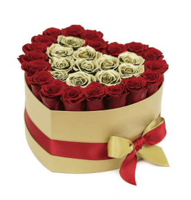 DIY Infinity Rose Red Preserved Roses In Heart Shape Gift Box For Mother's Day Gift