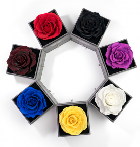 High End Blue Flower Arrangement Gift Box Forever Eternal Preserved Roses