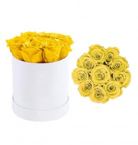Hot Selling Preserved Rose Gold Rose In Round Flower Box Luxury Infinity Rose Box 