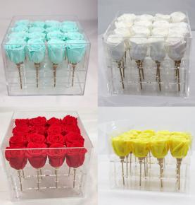 Luxury Valentine Gift Sweet Lovely Long Lasting Flower Eternal Preserved Acrylic Box Rose