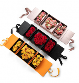 New Design I Love You Preserved Rose Flower Double Open Gift Box For Valentine's Day