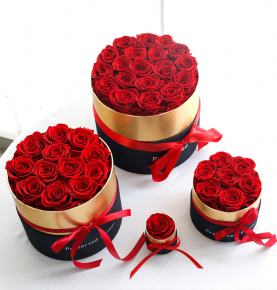 Christmas Gift Real Natural Long lasting Immortal Eternal Forever Preserved Real Roses In Round Box 