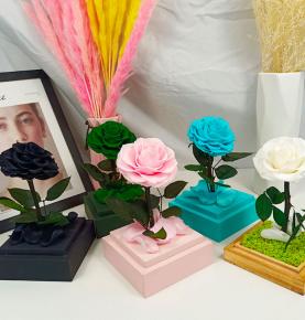 Valentine Gift Forever Eternal Long Life Preserved Flowers In Clear Acrylic Rose Box For Decoration Events