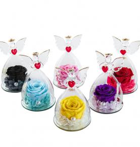 Preserved Rose Angel Eternal Rose In Glass Dome Everlasting Rose For Mother's Day Christmas Gifts 