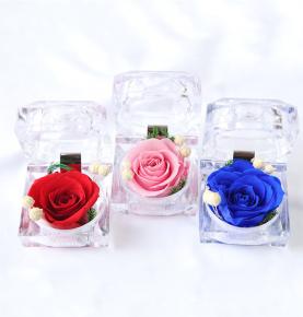 Customised Romantic Engagement Forever Roses Ring Box Preserved Flower Ring Box For Valentine Gifts