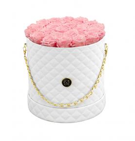 Rose Bouquet Round Box With Real Red Roses Flower Arrangement For Valentines Day Gift