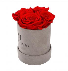 Luxury Cylindrical Packaging Flower Velvet Gift Box with Logo