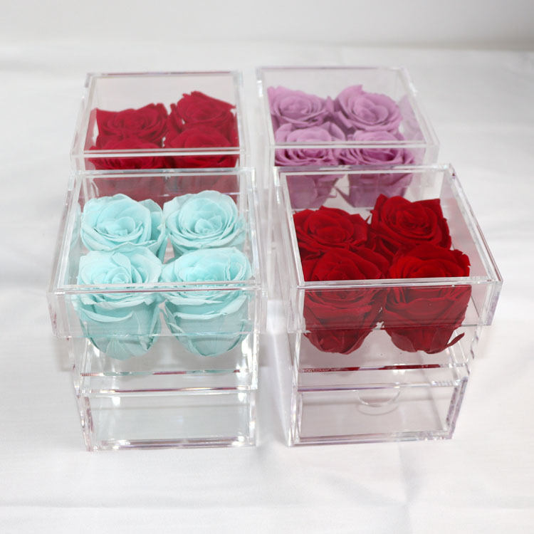 Preserved <a href=https://tsmpreservedflower.com/Preserved-Rose-Head.html target='_blank'>roses</a>, Eternal Rose Acrylic Box, Acrylic Box With Drawer 4.jpg