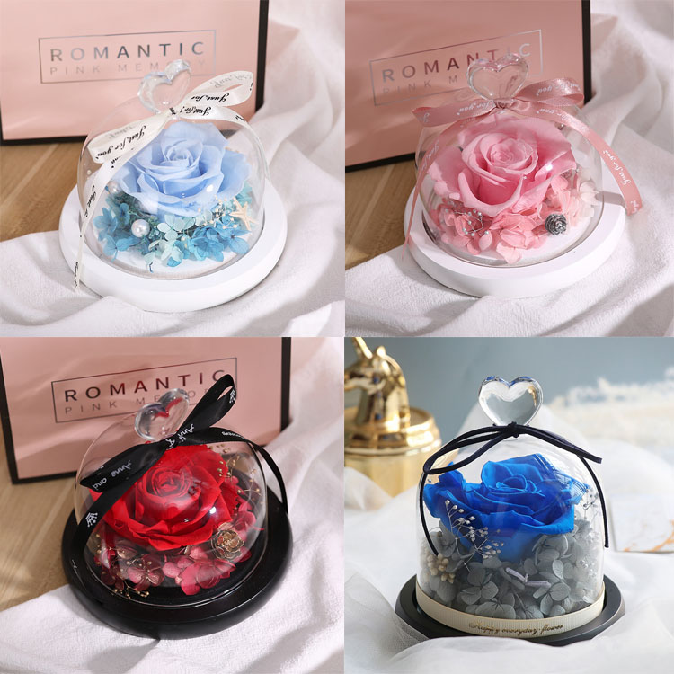 Wedding Decorations, Eternal <a href=https://tsmpreservedflower.com/Preserved-Rose-Head.html target='_blank'>flowers</a>, Preserved Rose In Glass Dome 11.jpg