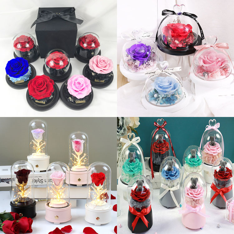 Wedding Decorations, Eternal <a href=https://tsmpreservedflower.com/Preserved-Rose-Head.html target='_blank'>flowers</a>, Preserved Rose In Glass Dome 12.jpg