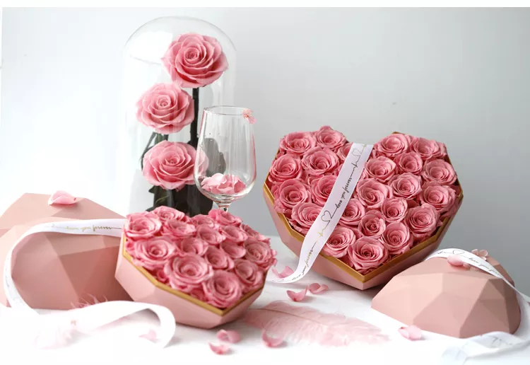 Preserved Rose Box, Preserved Rose Diamond Heart Gift Box, Eternal Rose 11.png