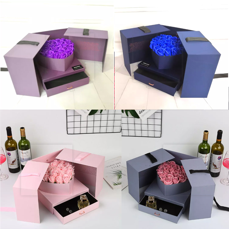 Preserved <a href=https://tsmpreservedflower.com/Preserved-Rose-Head.html target='_blank'>roses</a>, Double Opening Flower Gifts Box, Flower Gifts Heart Shape Box 7.jpg